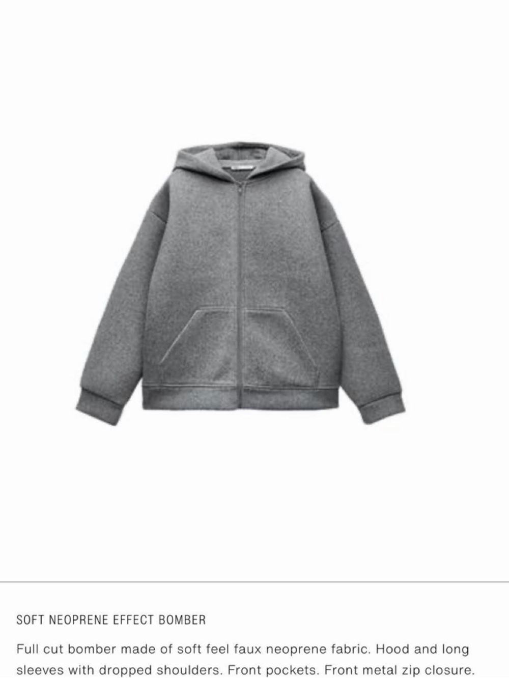 Soft Neoprene Effect Hoodie Jacket - Gray